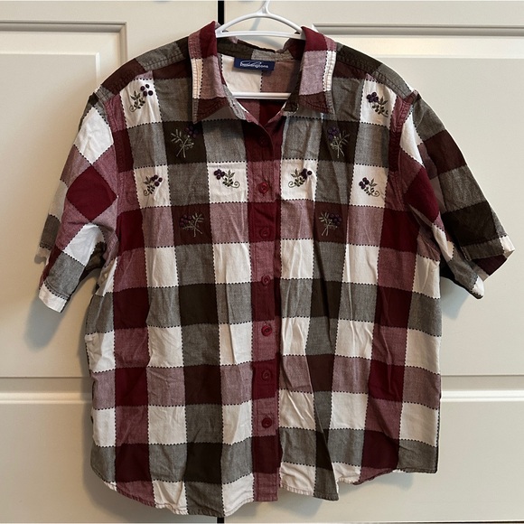 Penningtons Tops - Y2K Vintage Plaid Short Sleeve Button Up Shirt
